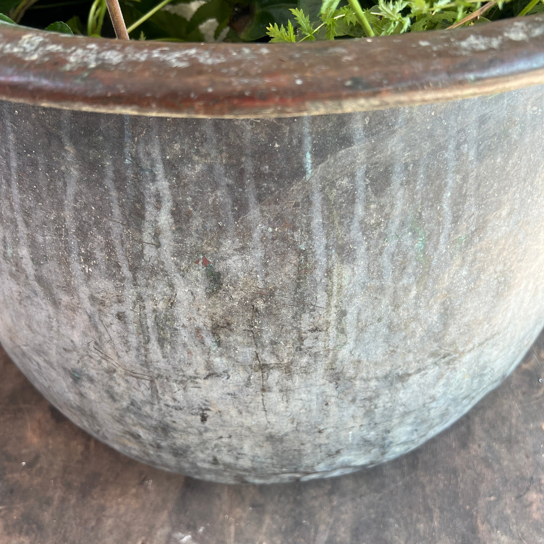 Large Antique Copper Cauldron a 