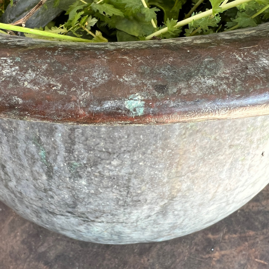 Large Antique Copper Cauldron bb 