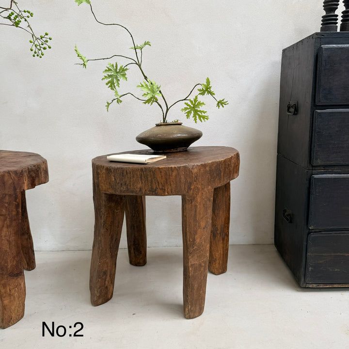 Large Antique Hand Carved Tree Stump Side Tables
