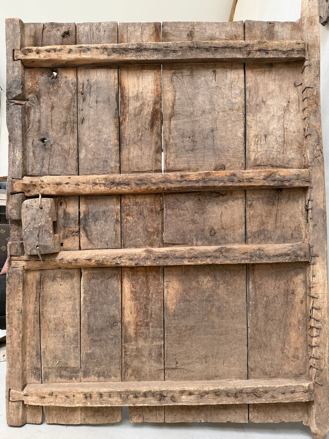 Vintage wooden crate with a rustic finish on a white background