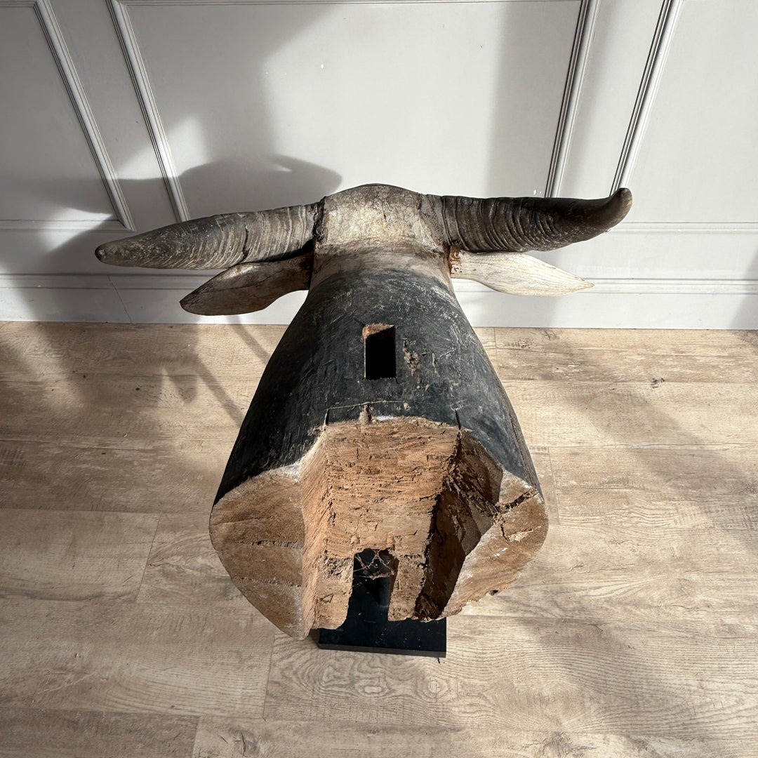Large Antique Water Buffalo Head Sculpture 