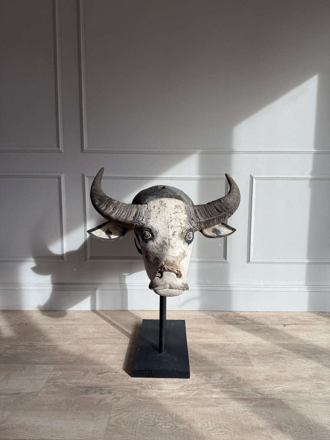 Large Antique Water Buffalo Head Sculpture 