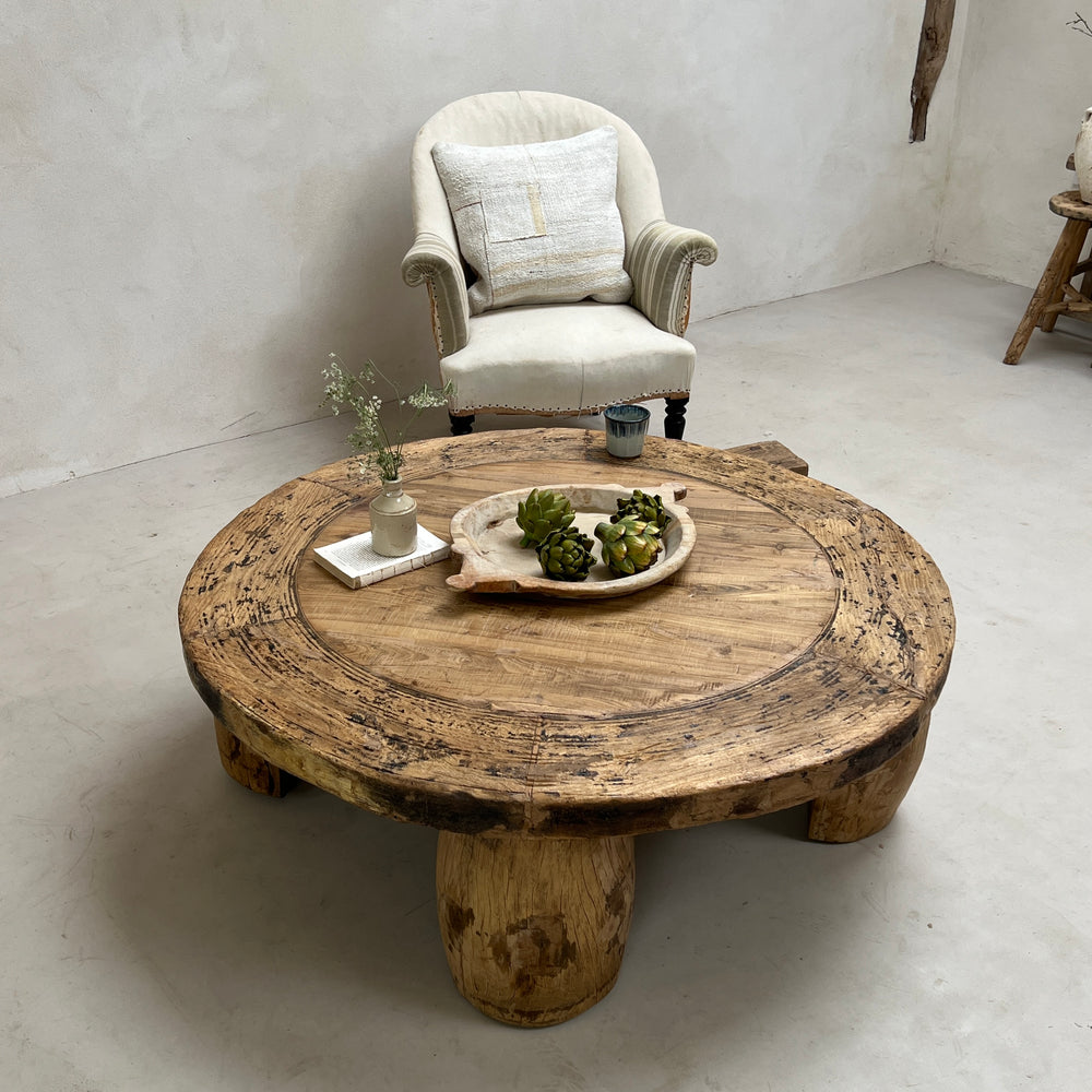 Large Reclaimed wood round coffee table | Abigail