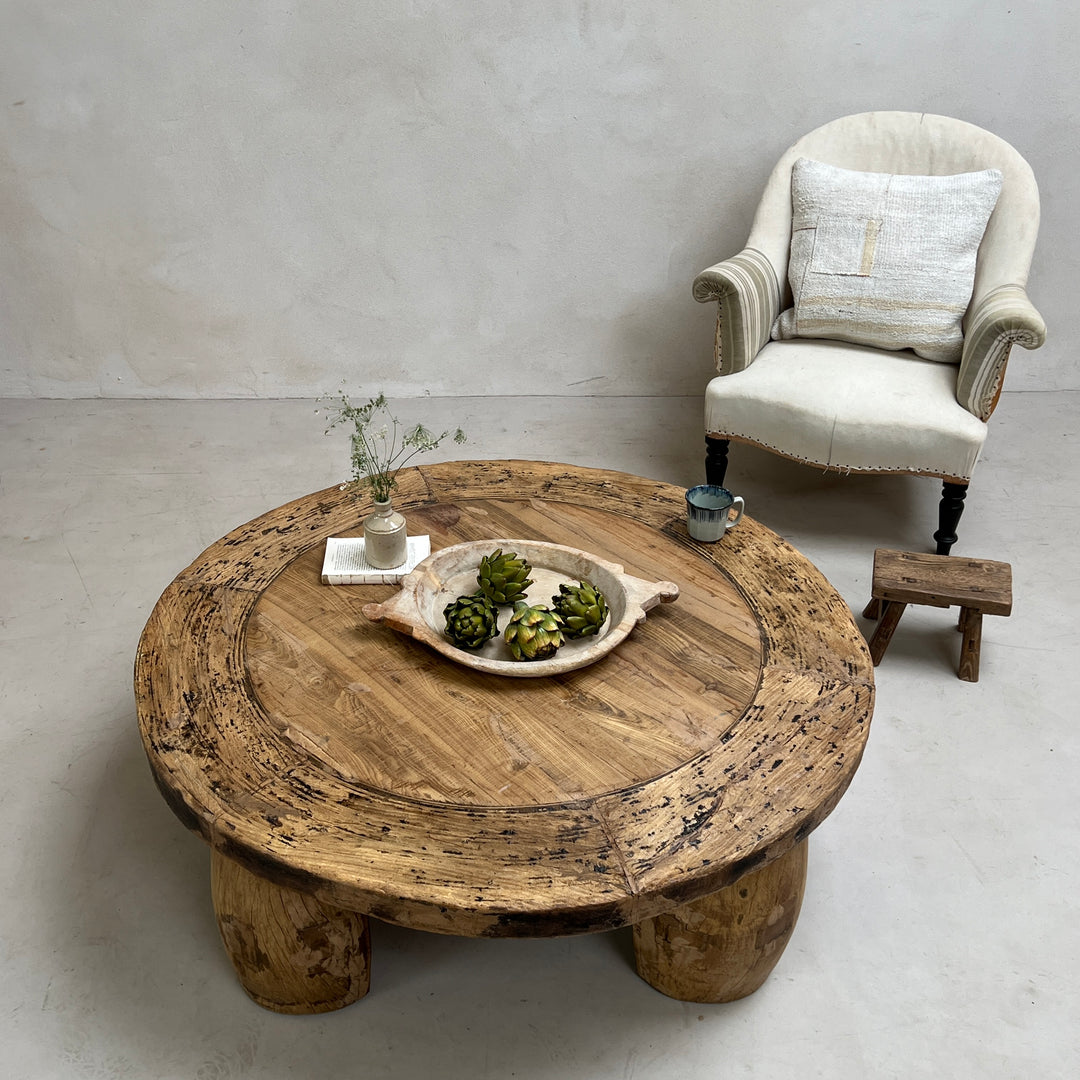 Large Reclaimed wood round coffee table | Abigail