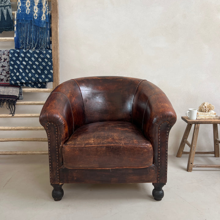 Large Vintage Leather Club Chair