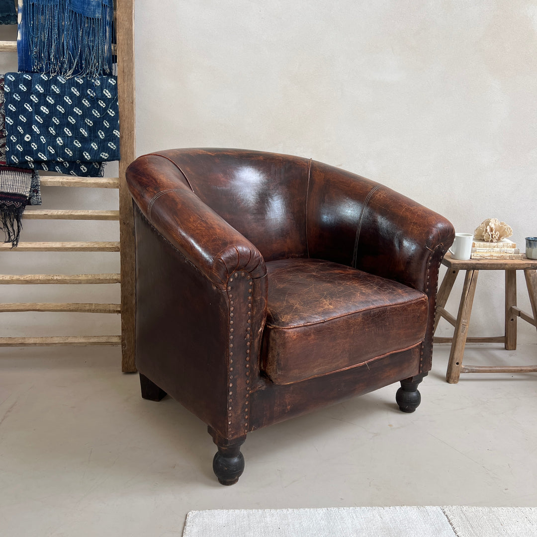 Large Vintage Leather Club Chair