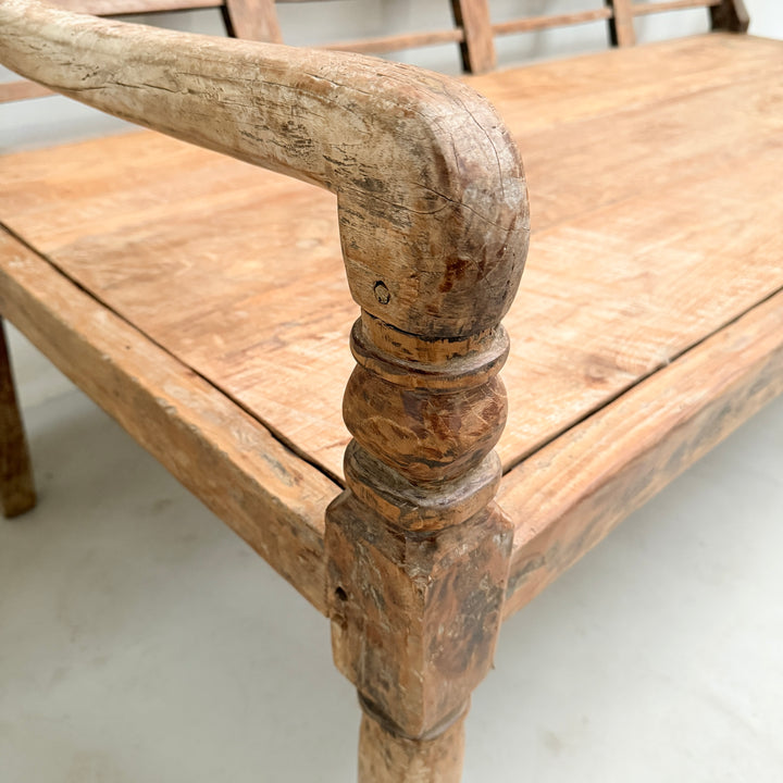 Large antique hand carved wooden Daybed Bench | Sebastian