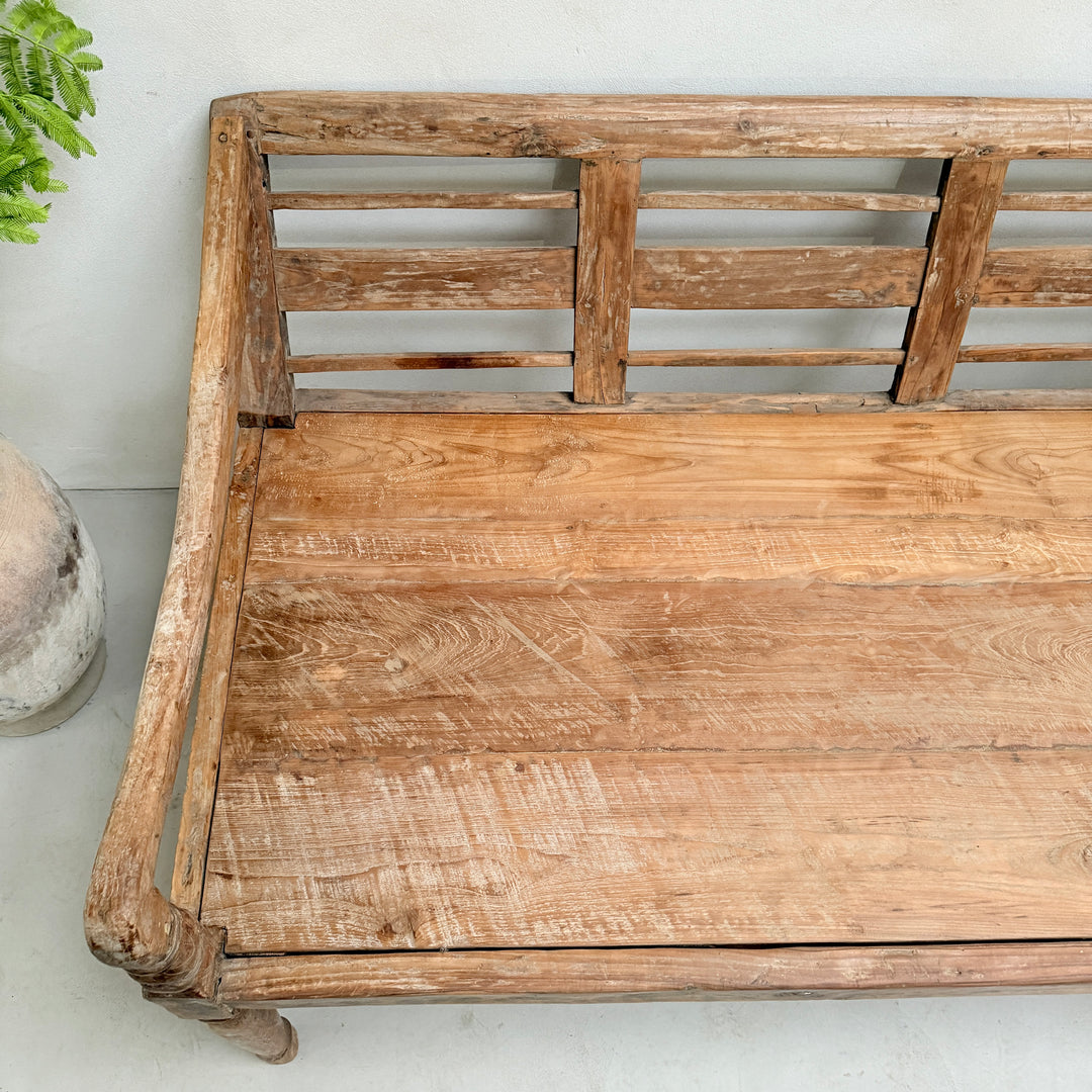 Large antique hand carved wooden Daybed Bench | Sebastian