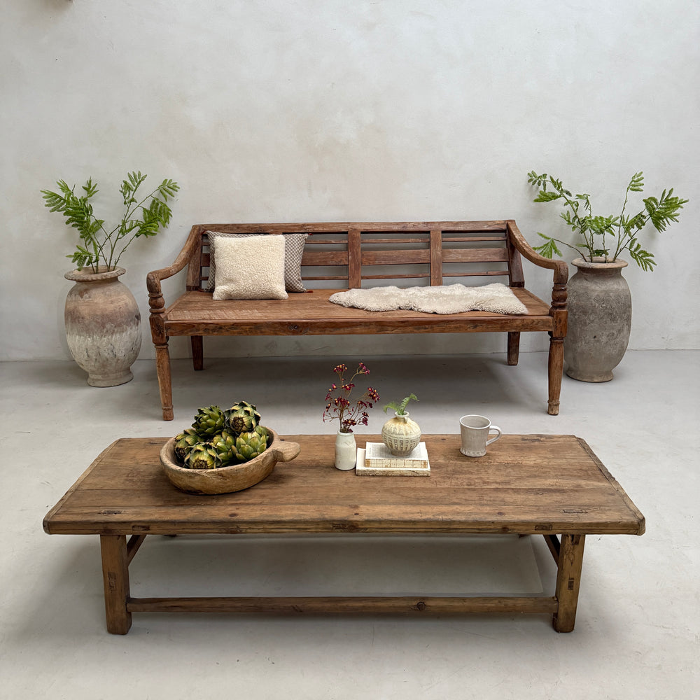 Large antique hand carved wooden Daybed Bench | Sebastian