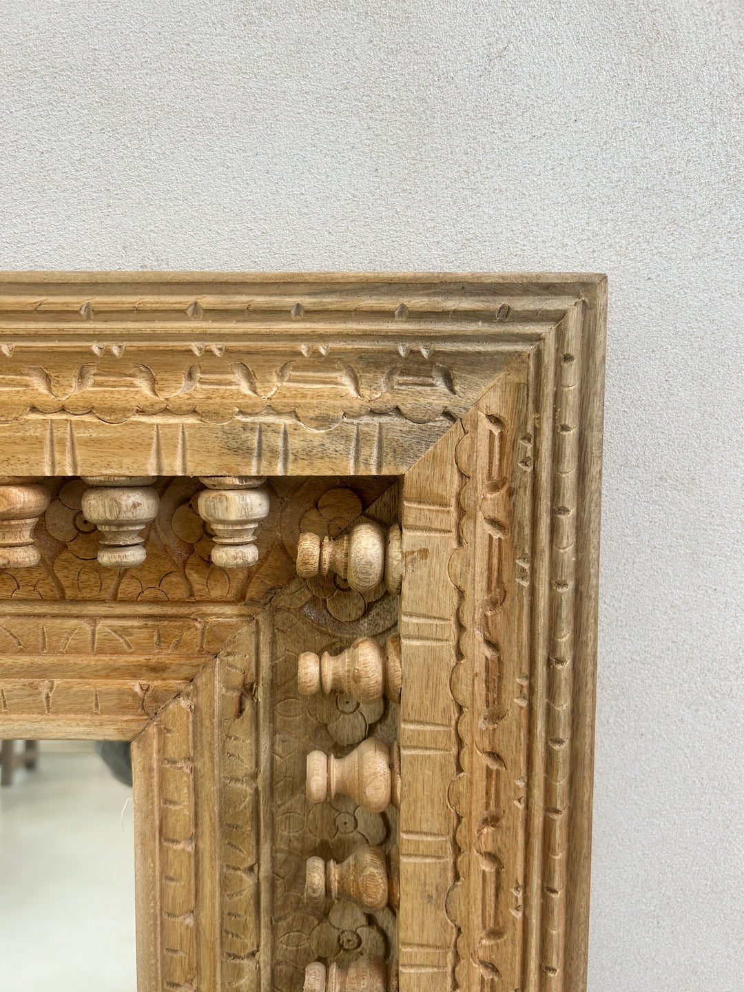 Large hand-carved teak mirror | Aarohi
