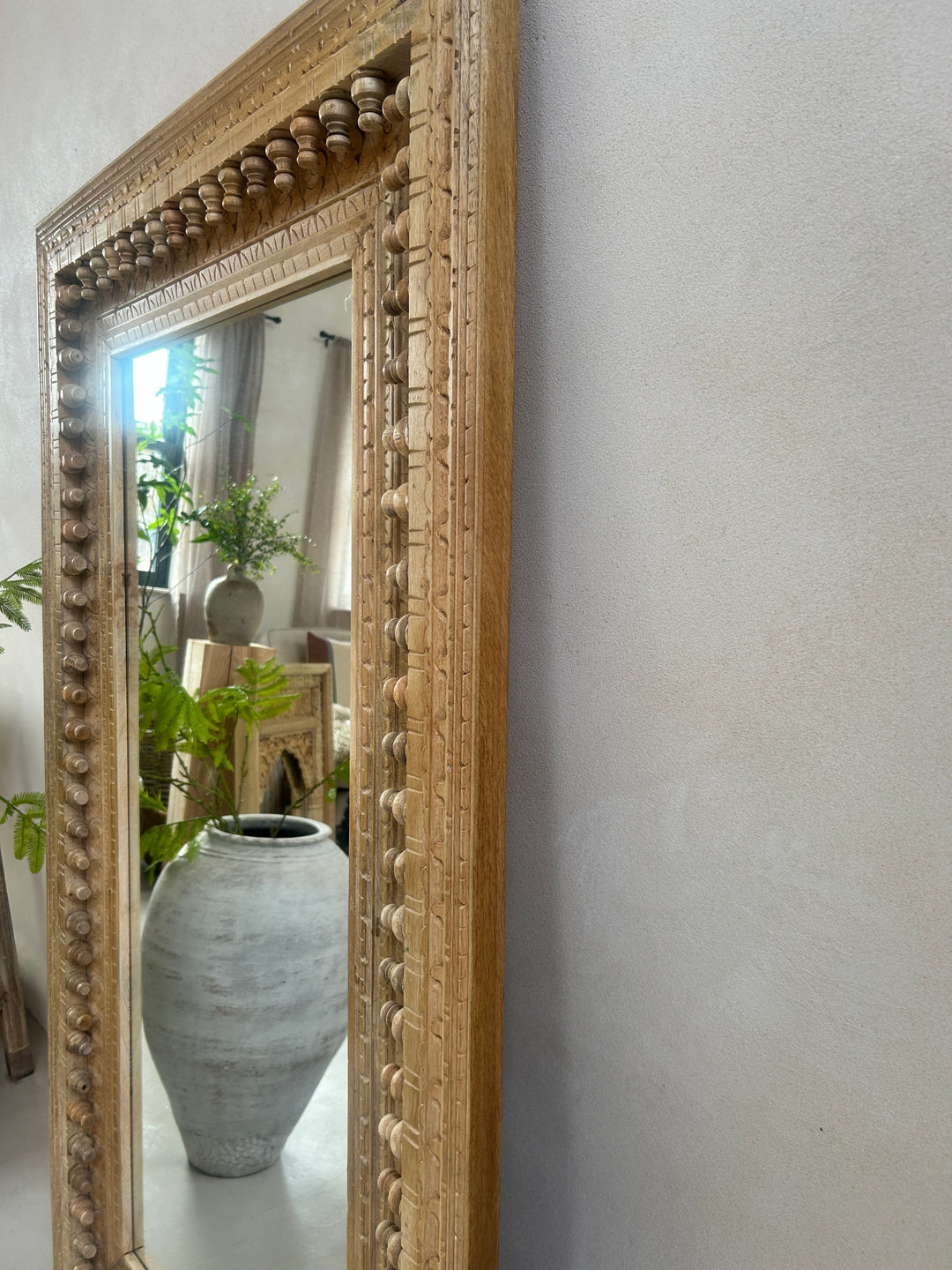 Large hand-carved teak mirror | Aarohi