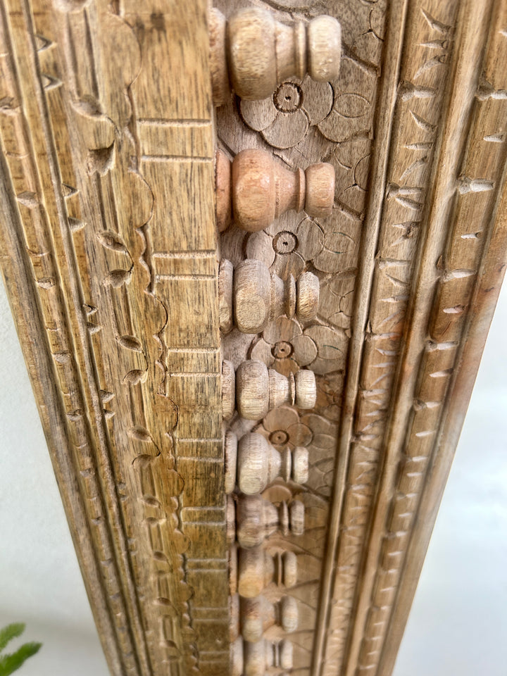 Large hand-carved teak mirror | Aarohi