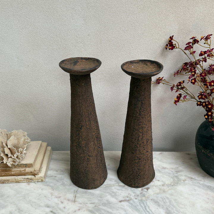 Large metal tapered pillar candle holder