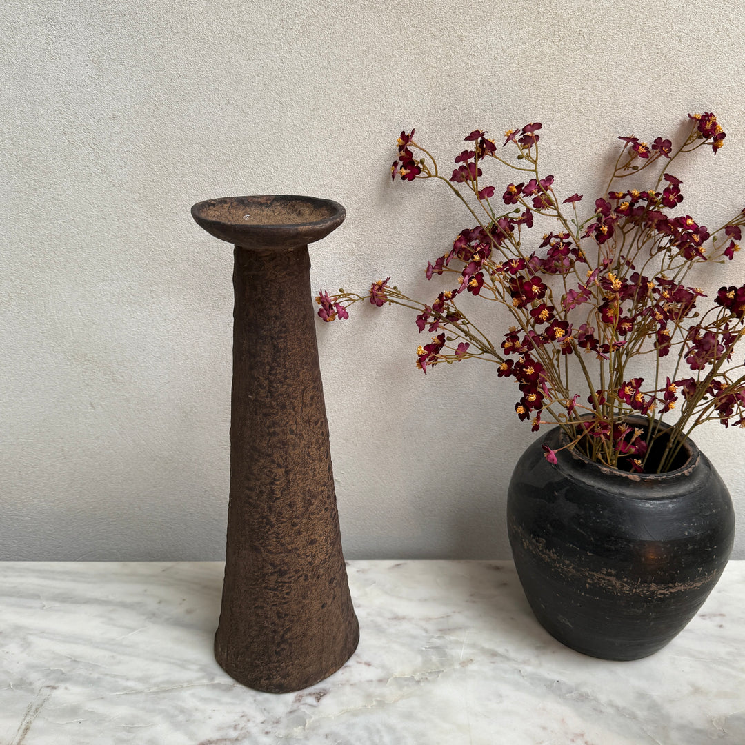 Large metal tapered pillar candle holder