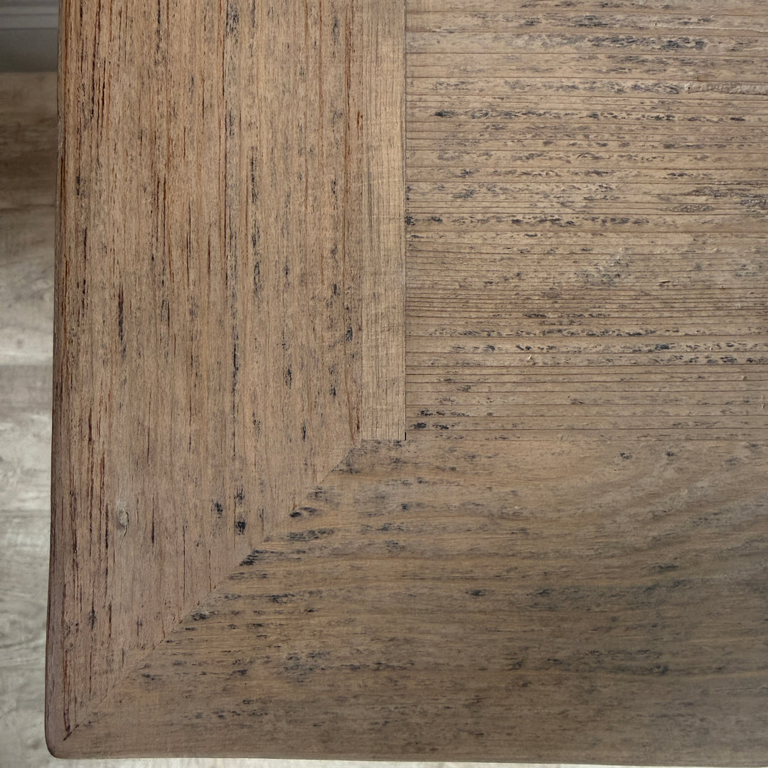Close-up of a wooden surface with a rustic texture