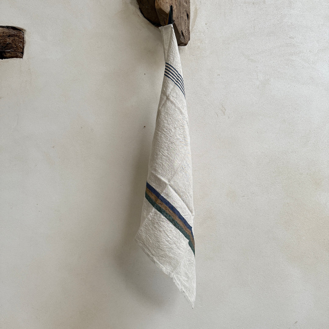 Linen Tea Towel Blue Stripe 