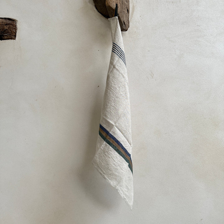 Linen Tea Towel Blue Stripe 