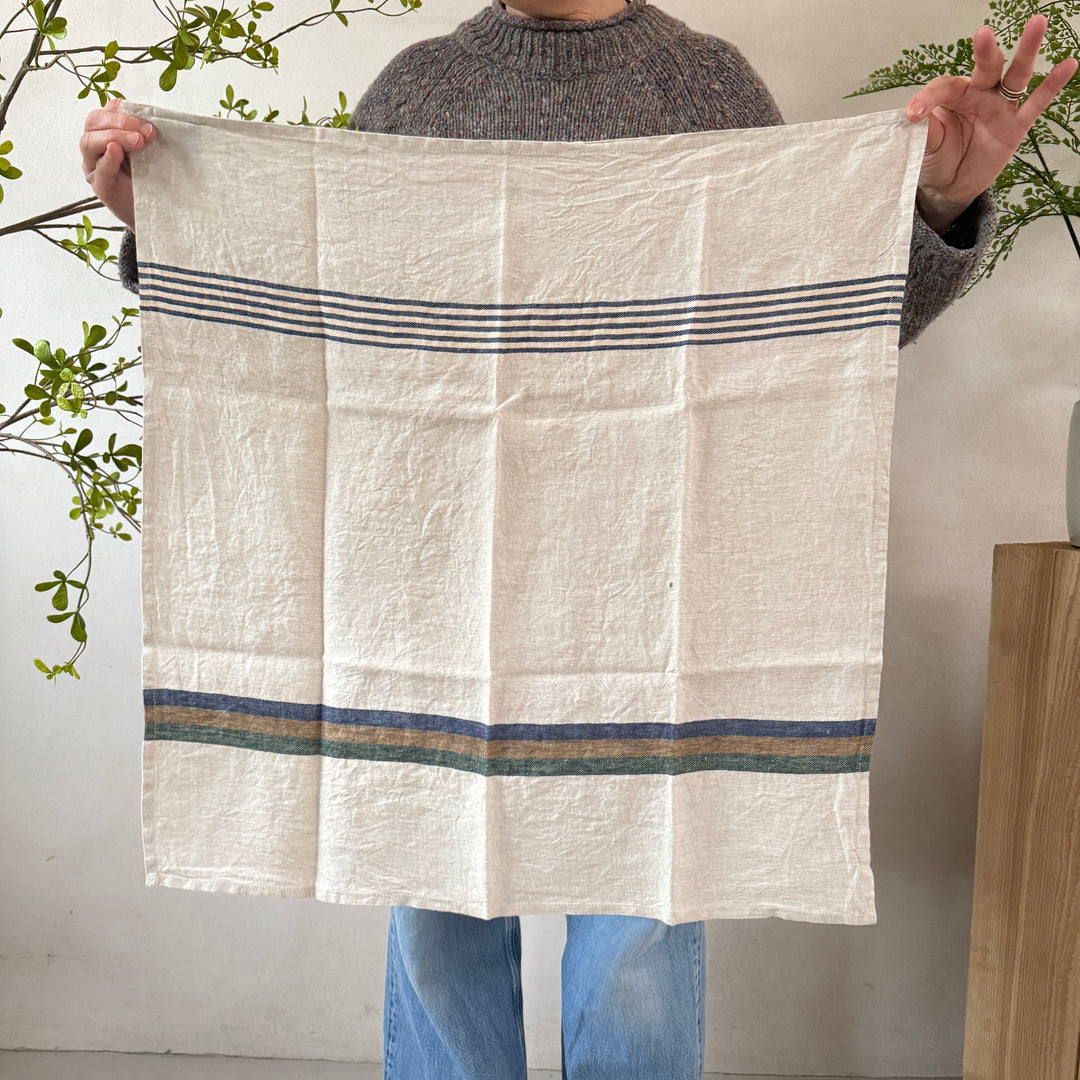 Linen Tea Towel Blue Stripe