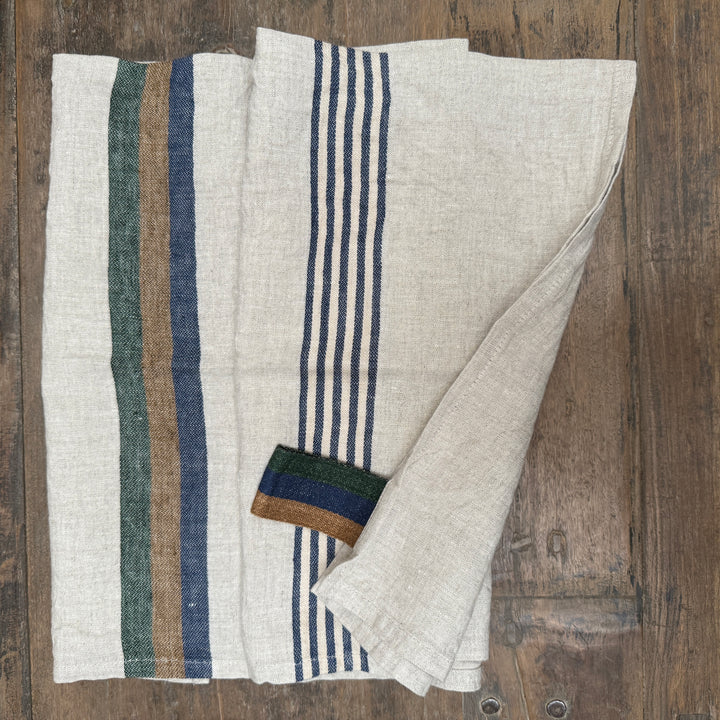 Linen Tea Towel Blue Stripe 