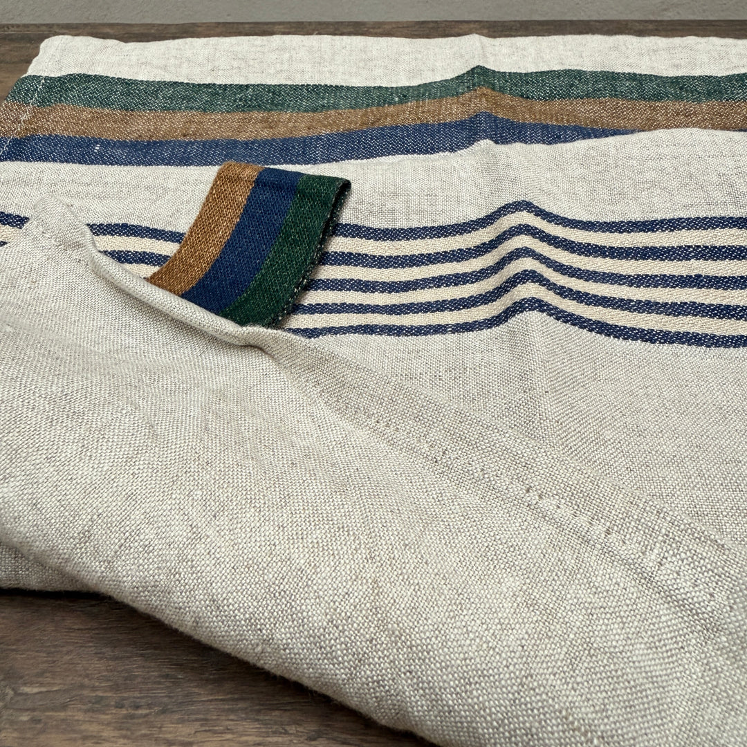 Linen Tea Towel Blue Stripe