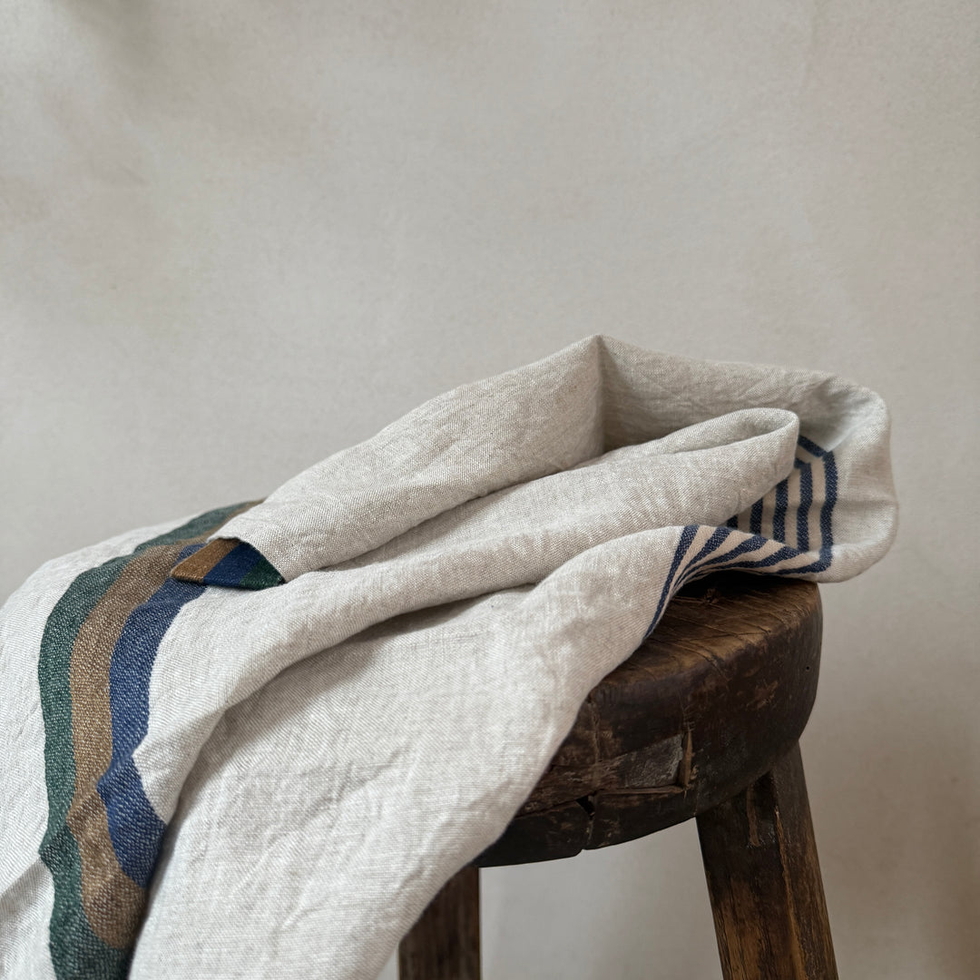 Linen Tea Towel Blue Stripe