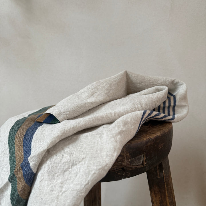 Linen Tea Towel Blue Stripe