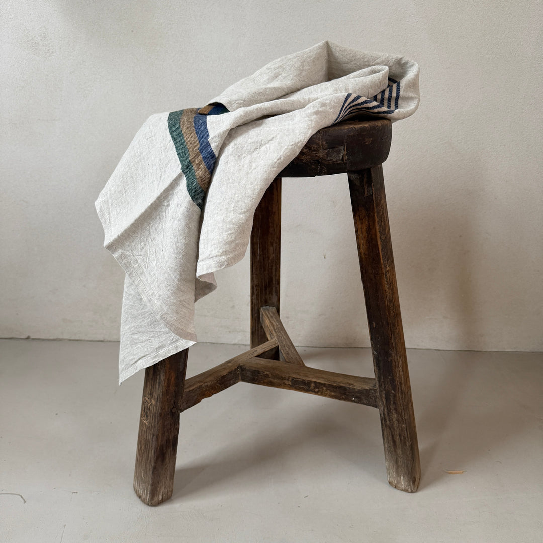 Linen Tea Towel Blue Stripe 