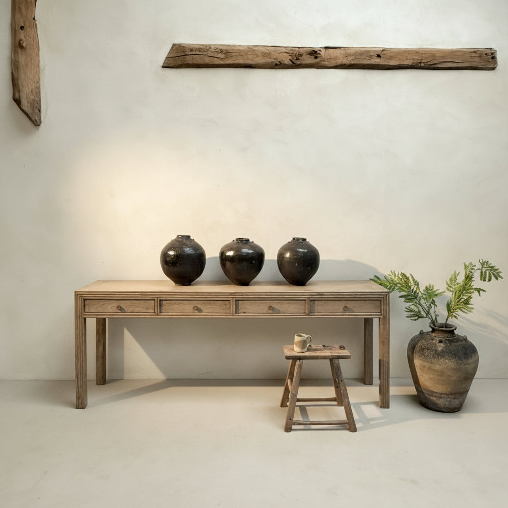 Long Slim Antique Console Table | Brown