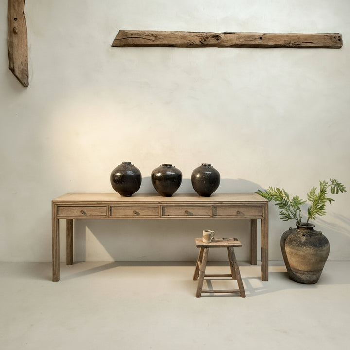 Long Slim Antique Console Table | Brown