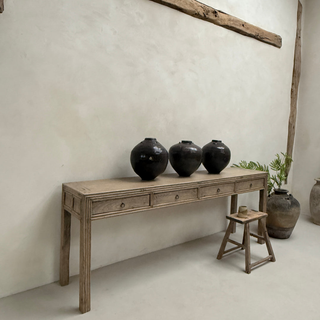 Long Slim Antique Console Table | Brown