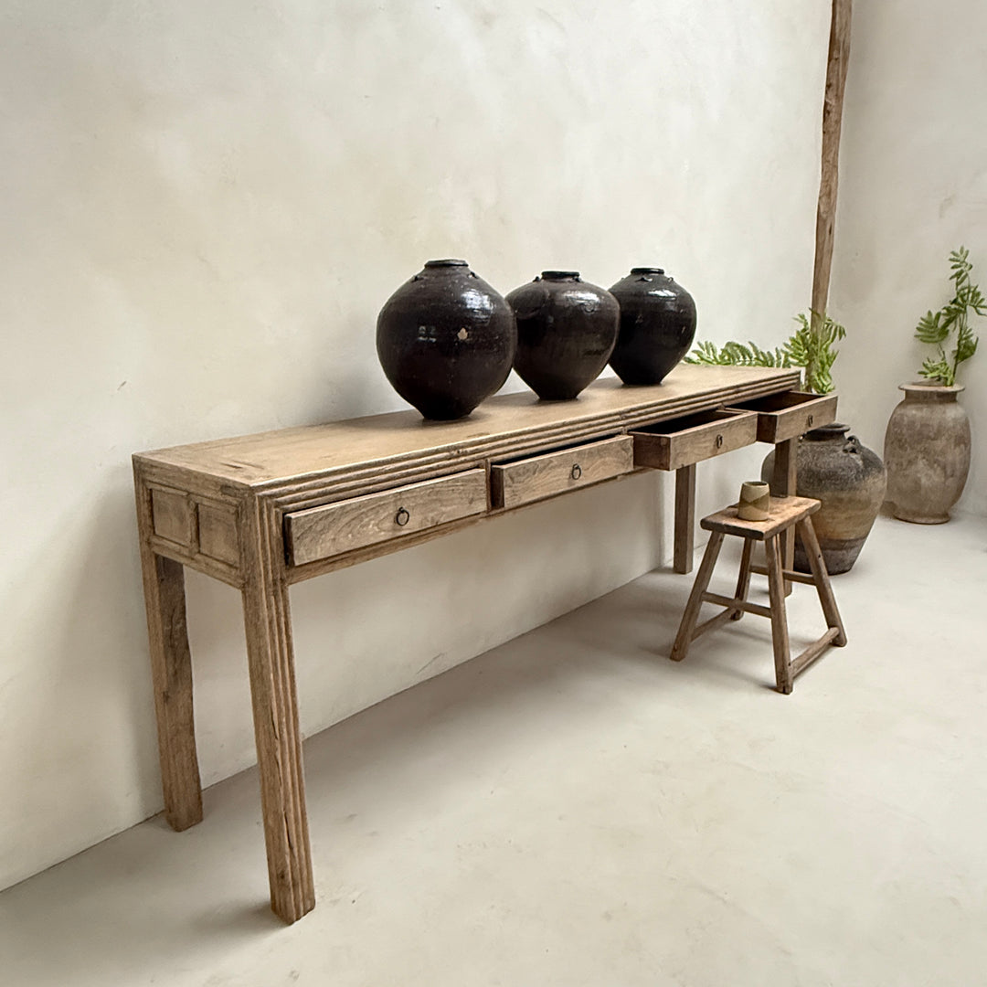 Long Slim Antique Console Table | Brown