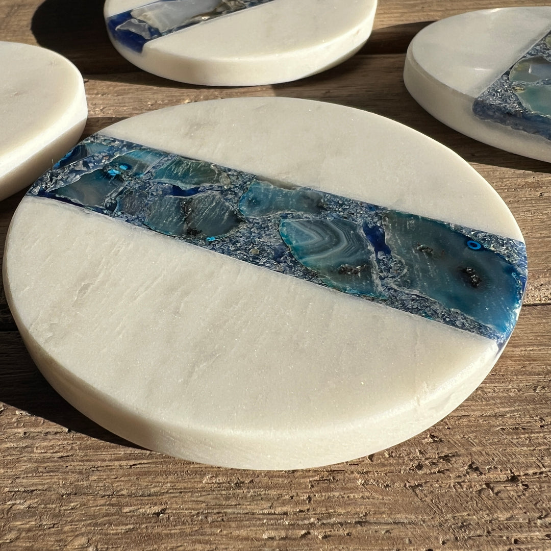 Marble & Agate Coaster Set  