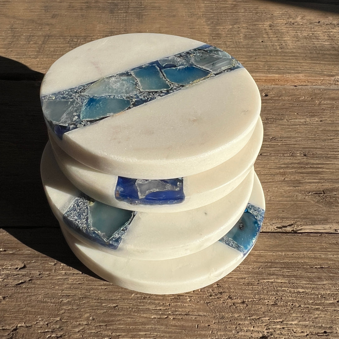 Marble & Agate Coaster Set