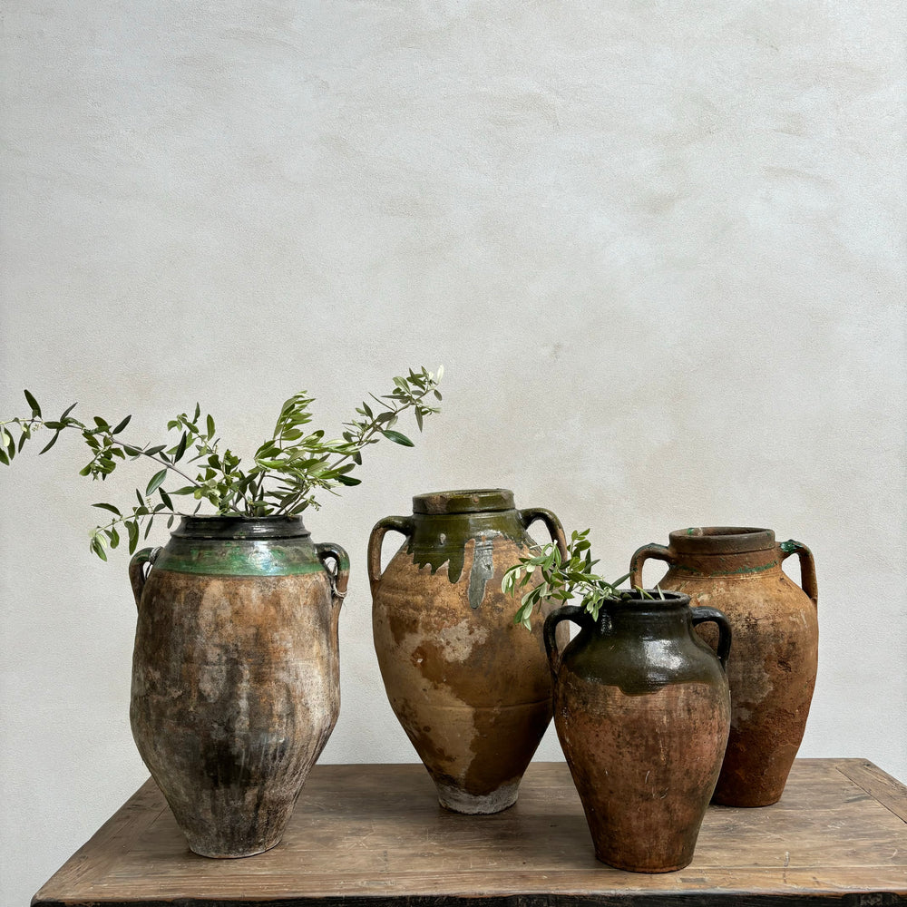 Medium Olive Antique Urns 