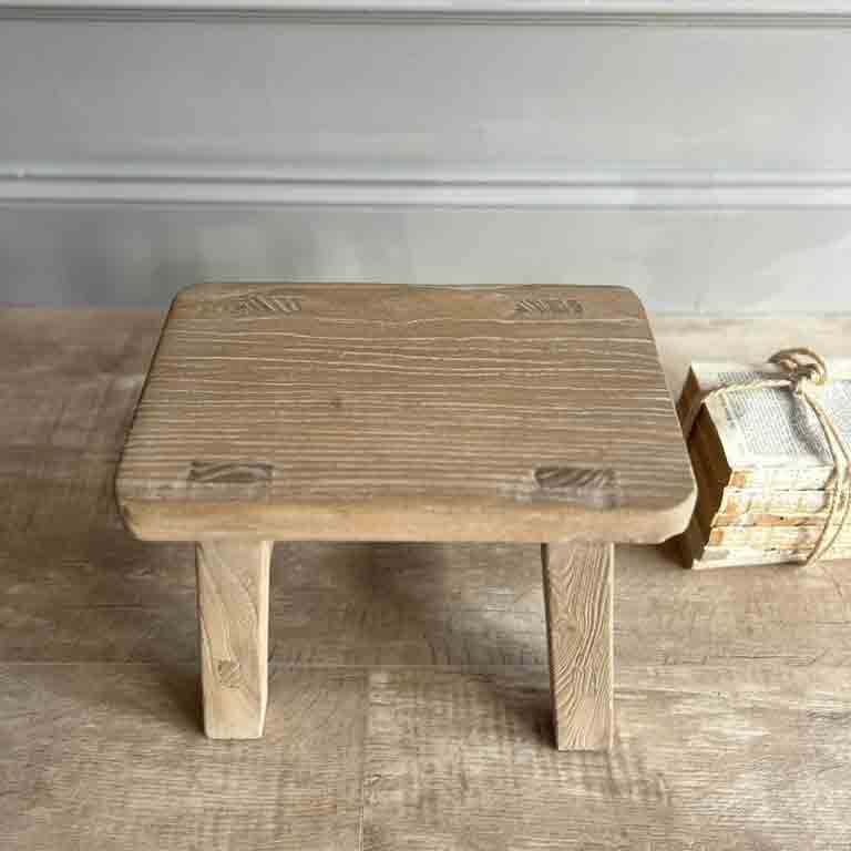 Reclaimed Wood Mini Stool close up