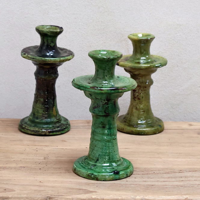 Moroccan Green Tamegroute Pottery Candle Holder medium sizes