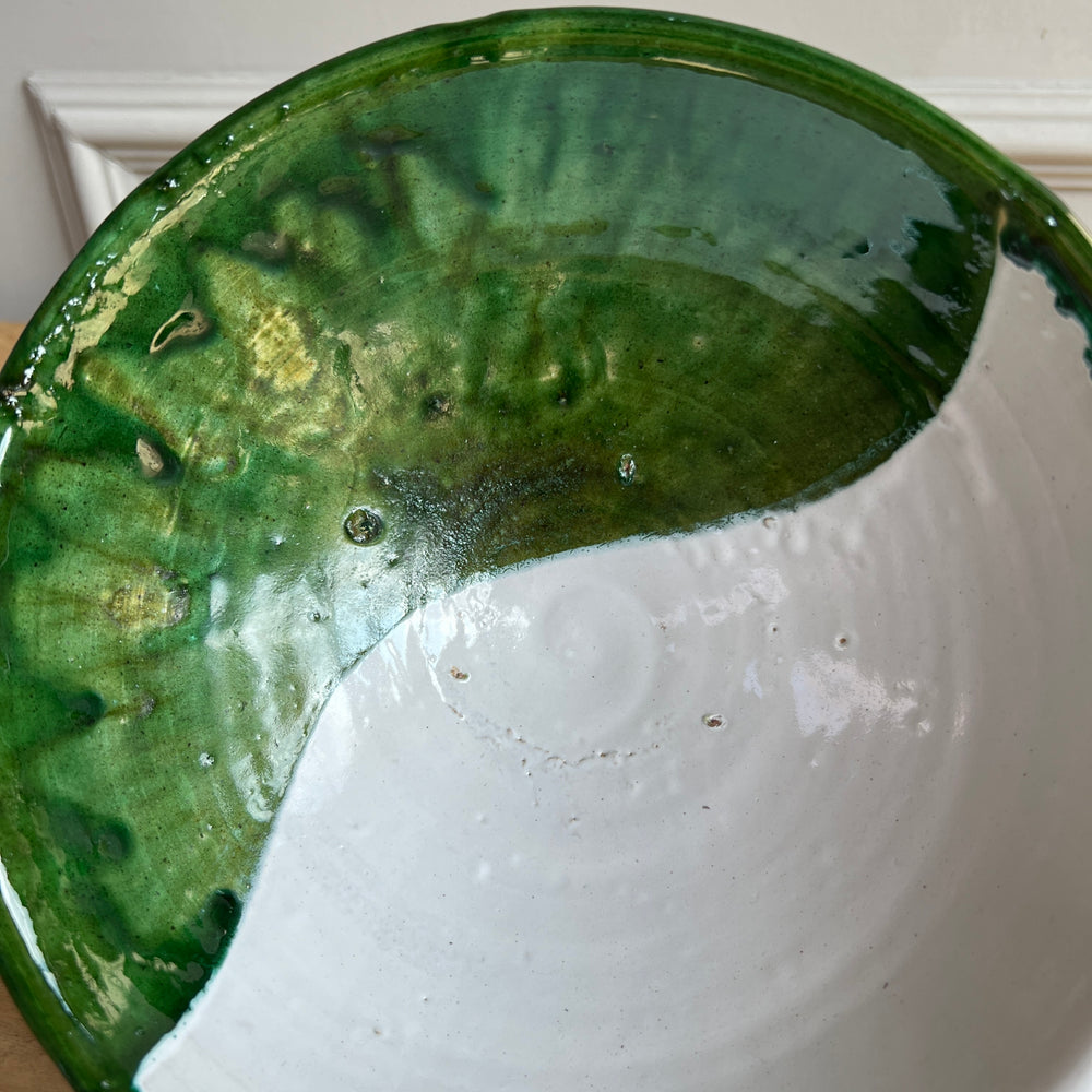 Moroccan Tamegroute Serving Bowl Green | White