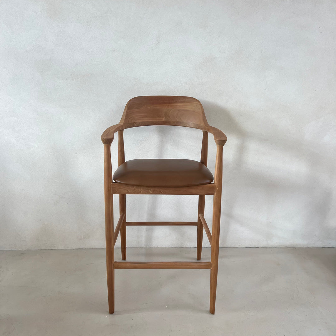 Natural Bar Stool Leather Seat | Hoxton