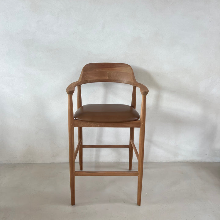 Natural Bar Stool Leather Seat | Hoxton