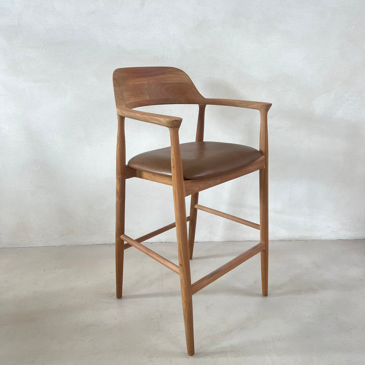 Natural Bar Stool Leather Seat | Hoxton
