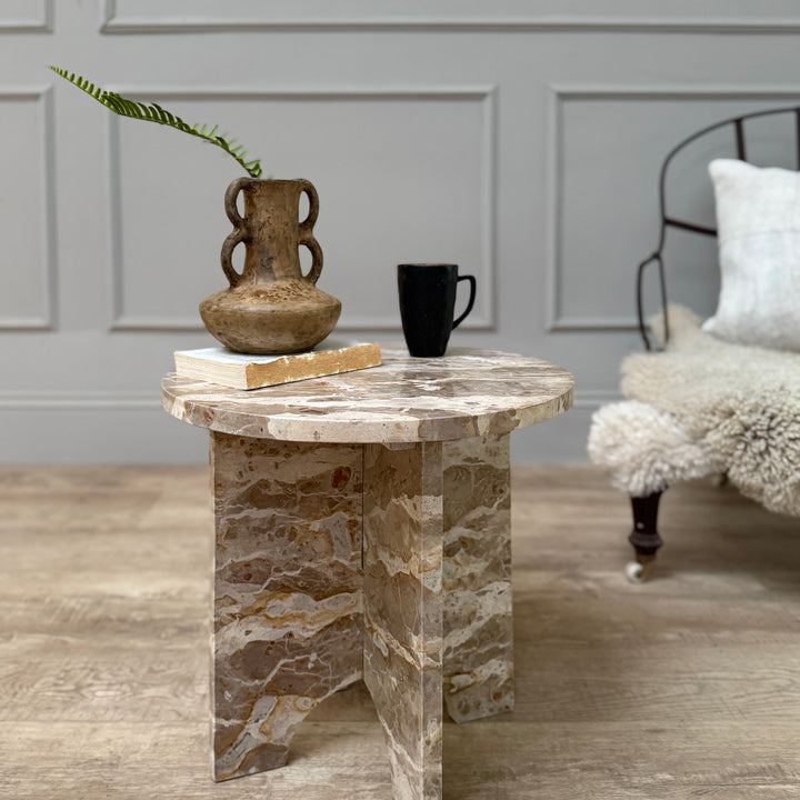 Natural Round Marble Side Table