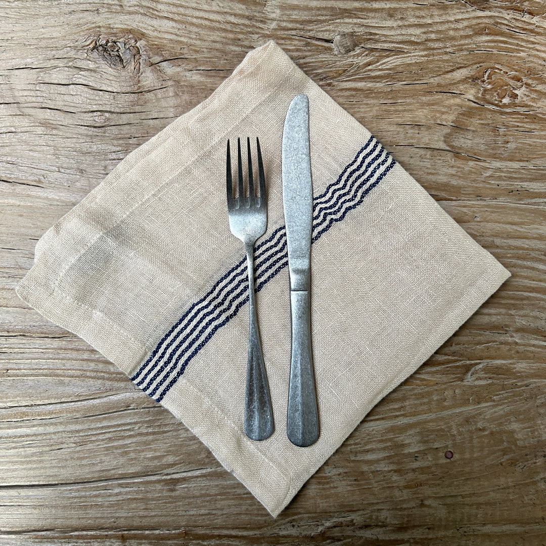 Natural linen stripe napkin