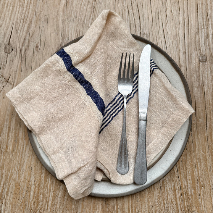 Natural linen stripe napkin