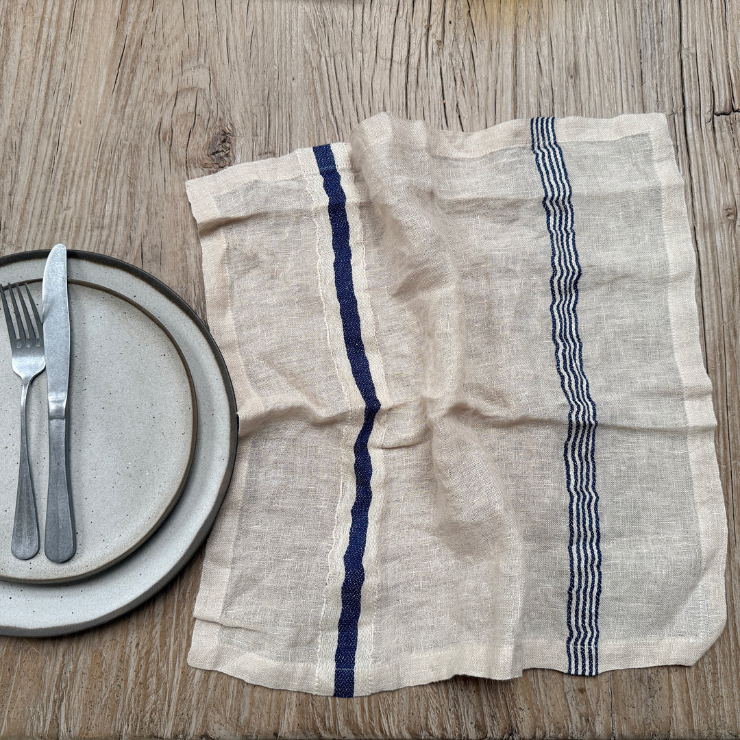 Natural linen stripe napkin