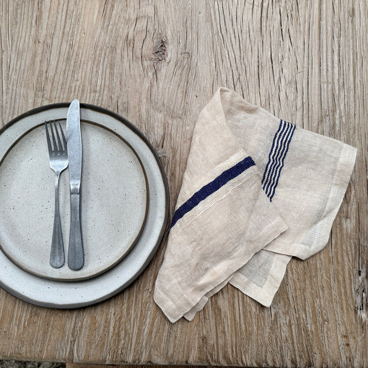 Natural linen stripe napkin