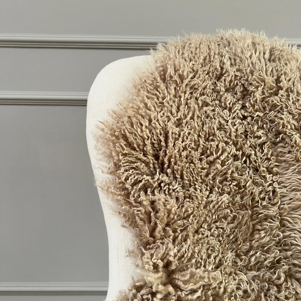 Natural sheepskin throw rug detail