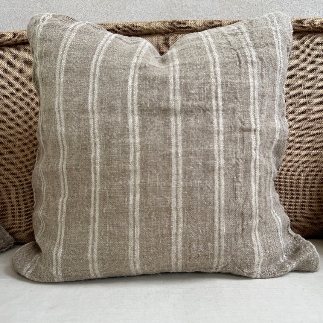 Natural white stripe linen cushion Manhatton