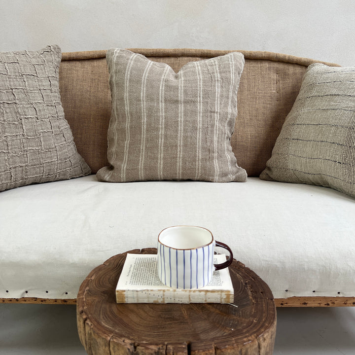 Natural white stripe linen cushion Manhatton