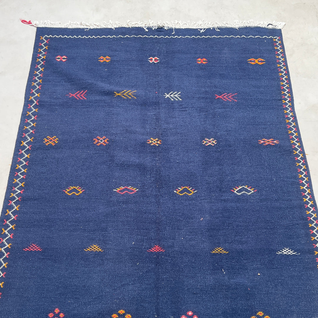 Navy Handwoven Moroccan rug Navajo 