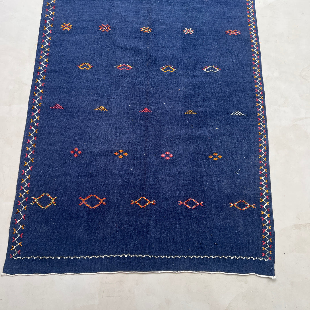 Navy Handwoven Moroccan rug Navajo 